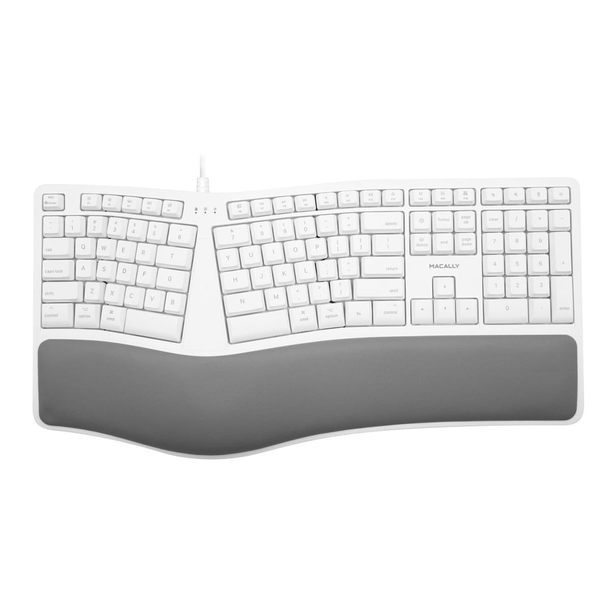 Macally Ergonomic Wired USB-A Keyboard with Palm Rest MERGOKEY