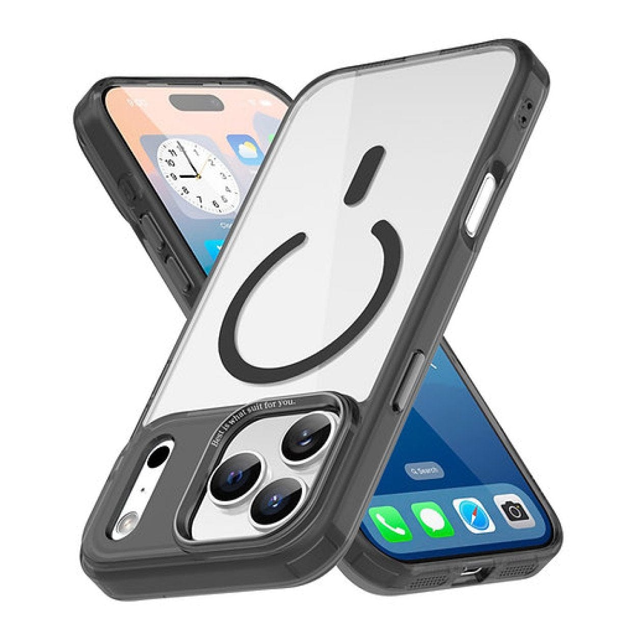 Tuff-Luv Tough Acrylic 2 Tone Magnetic Magsafe Case For Apple iPhone 17 Pro Clear Black MF4186 - Image 2