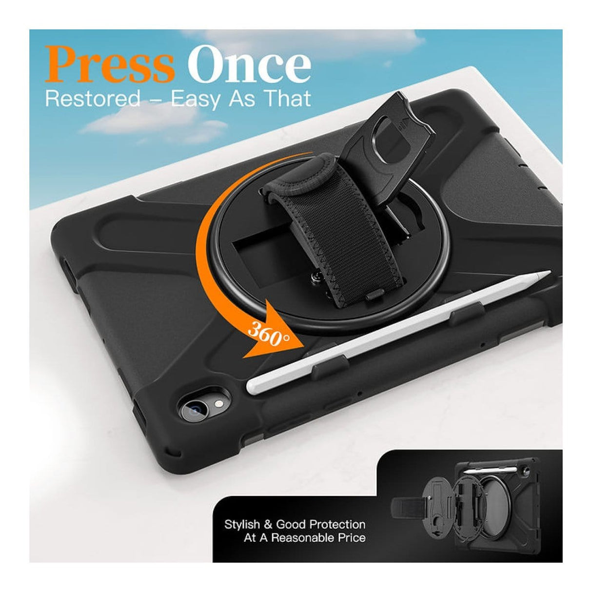 Tuff-Luv Armour Jack Rugged Case with Shoulder Strap for Galaxy Tab S11 X730/X736 Black MF4205 - Image 4