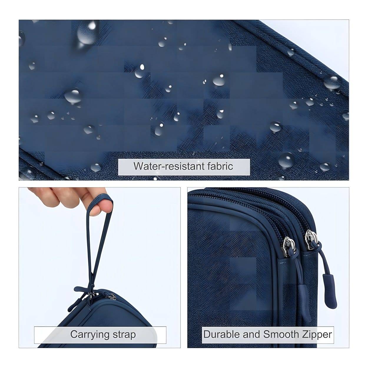 Tuff-Luv MF4306 Essential Waterproof Travel Charger and Cable Organizer Bag - Navy Blue - Image 2