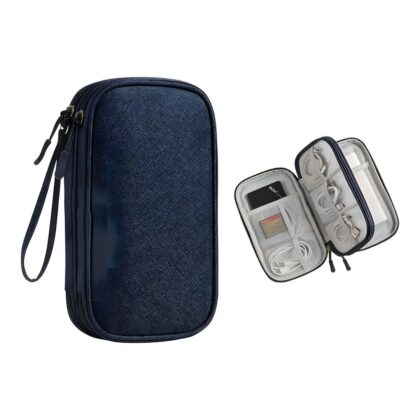 Tuff-Luv MF4306 Essential Waterproof Travel Charger and Cable Organizer Bag - Navy Blue