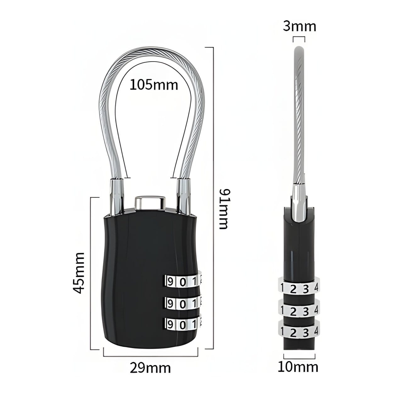 Tuff-Luv MF4321 TSA 3-Digit Combination 2-Lock Set - Image 2