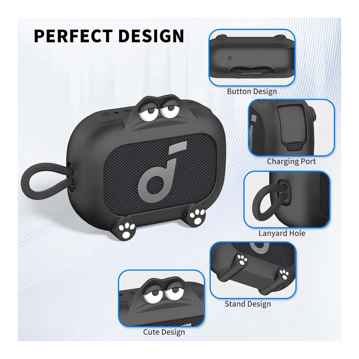 Tuff-Luv Kids Silicone Protective Cover for Anker Soundcore Select 4 Go Speaker - Black MF4496 - Image 3