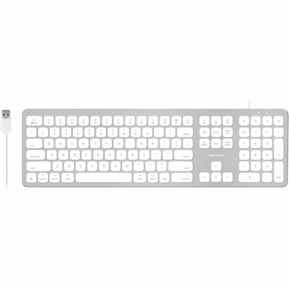 Macally Aluminum Slim USB Keyboard with 2 USB ports for Mac - MLUXKEYA