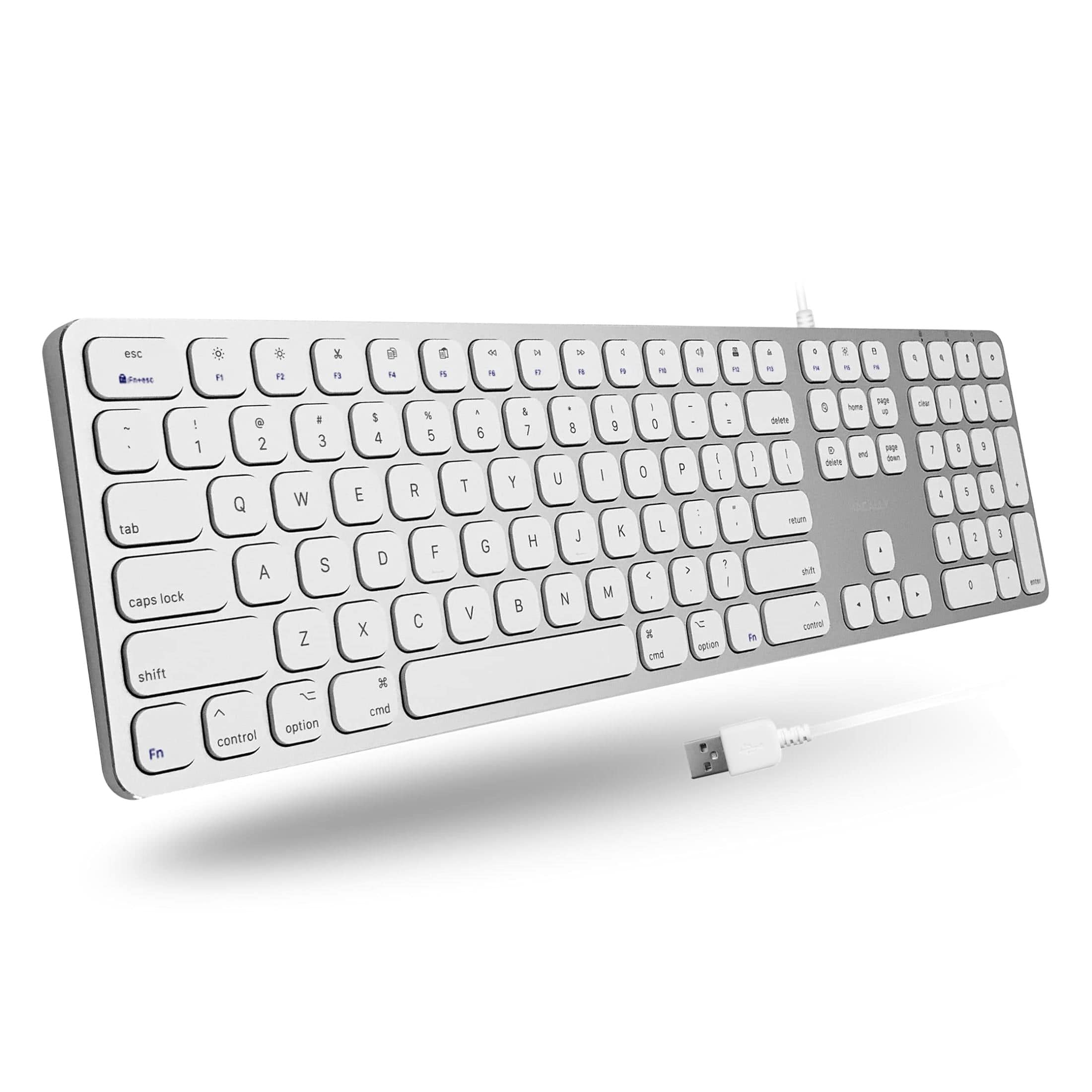 Macally Aluminum Slim USB Keyboard with 2 USB ports for Mac - MLUXKEYA - Image 2