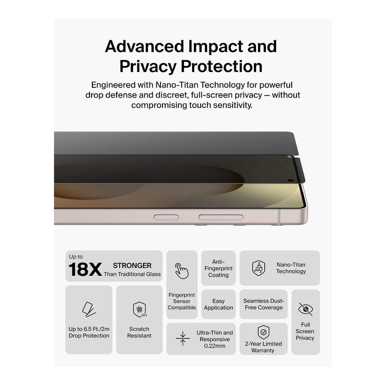 Belkin ScreenForce Titan SmartShield Privacy Screen Protector for Samsung Galaxy S26 Ultra OVB077HQ - Image 7