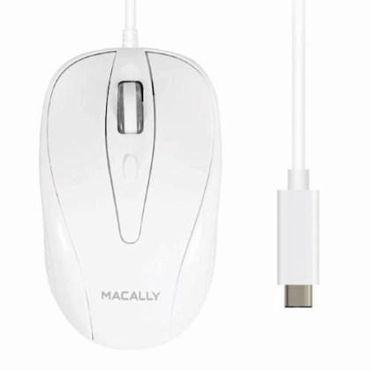Macally Ambidextrous USB Type-C Optical 1000 DPI Mouse - White UCTURBO