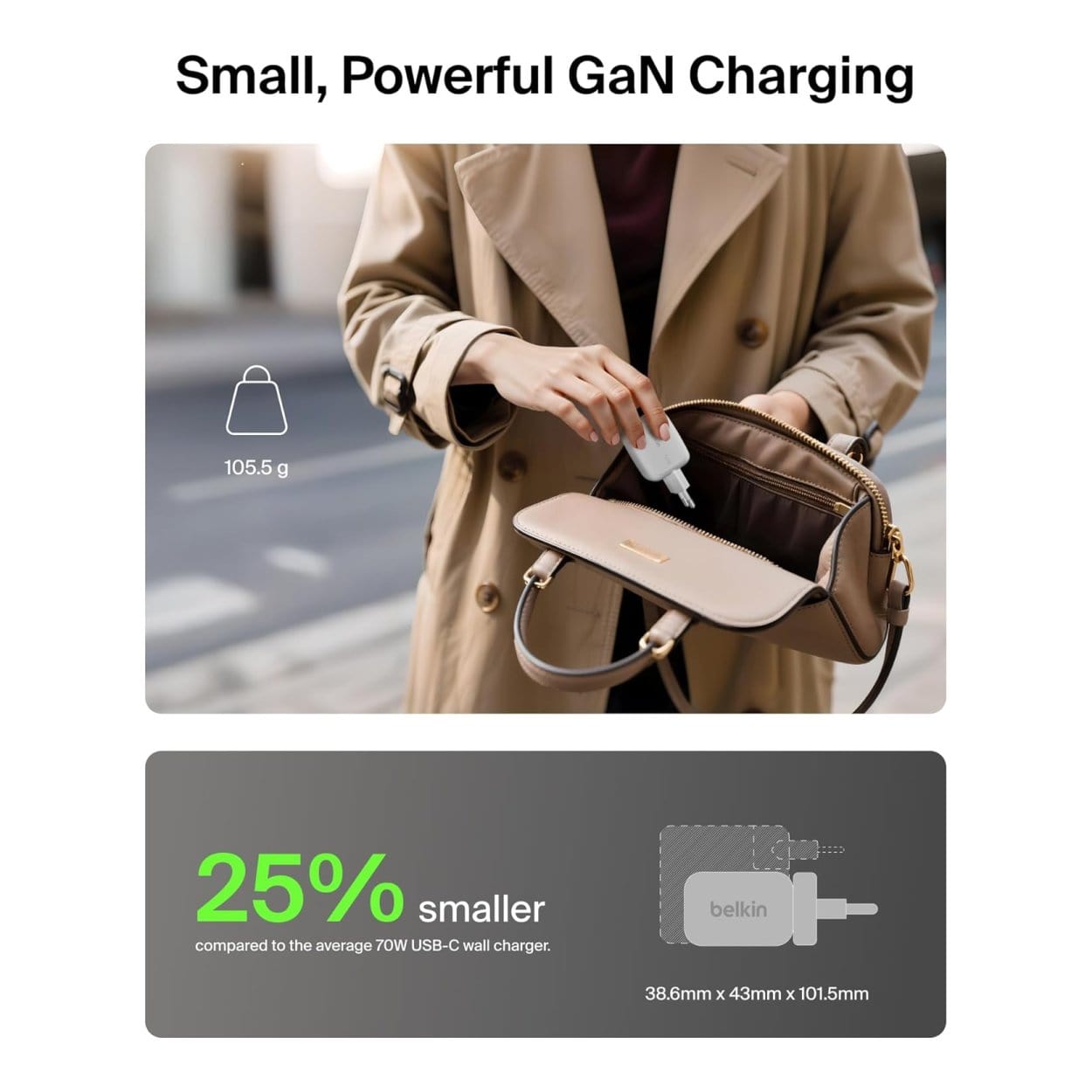 Belkin BoostCharge 3-port GaN Wall Charger White WCH018HQWH - Image 3