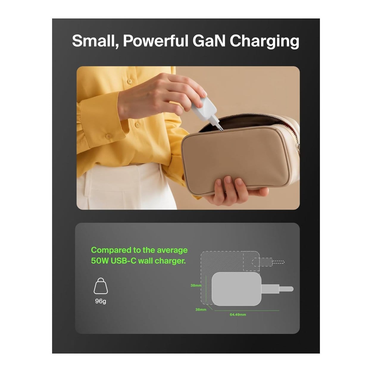 Belkin 50W Dual Type-C GaN Charger White WCH019KQWH - Image 3
