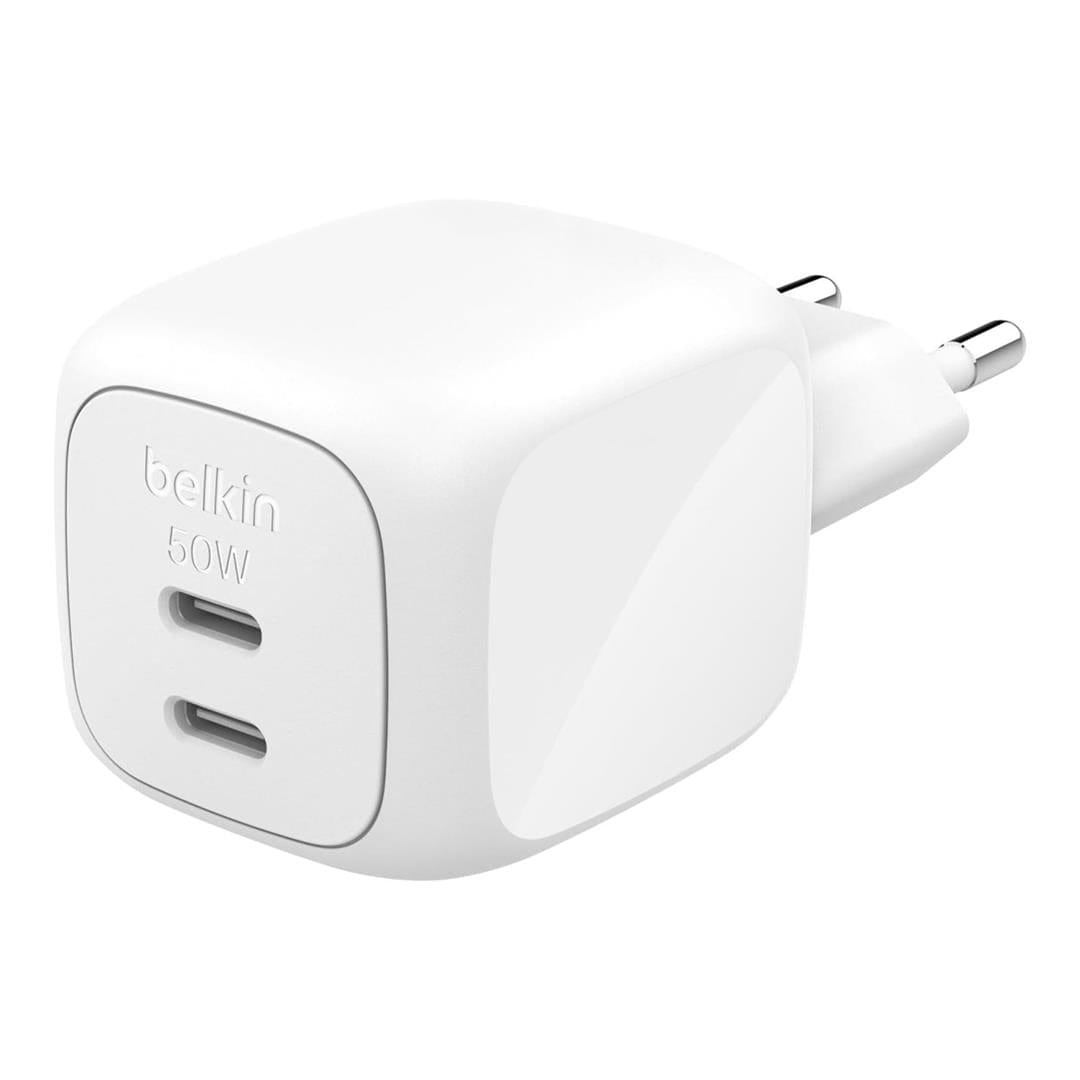 Belkin 50W Dual Type-C GaN Charger White WCH019KQWH