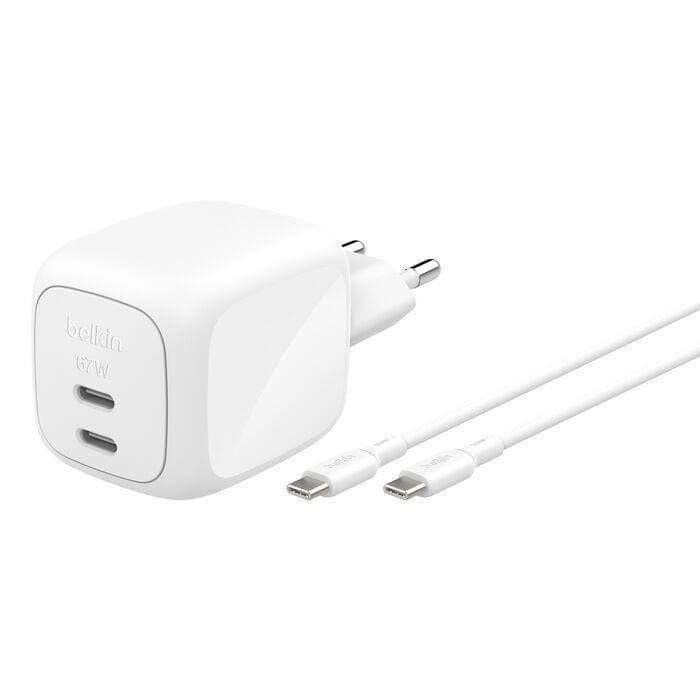 Belkin 67W 2-Port USB-C Wall Charger White WCH020KQ2MWH-B6