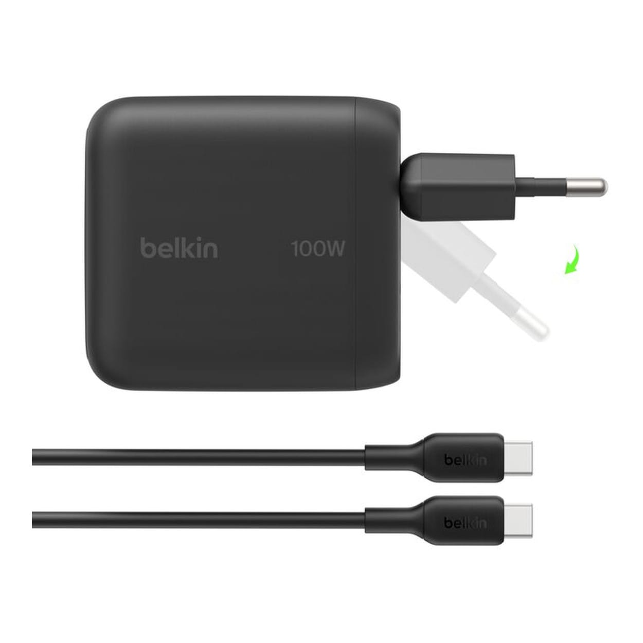 Belkin BoostCharge 100W GaN Wall Charger with Type-C Cable Black WCH025KQ1.5BKB6 - Image 3
