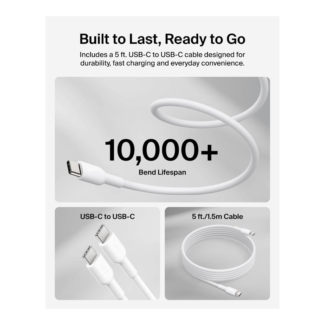 Belkin BoostCharge 100W GaN Wall Charger with Type-C Cable White WCH025KQ1.5WHB6 - Image 2