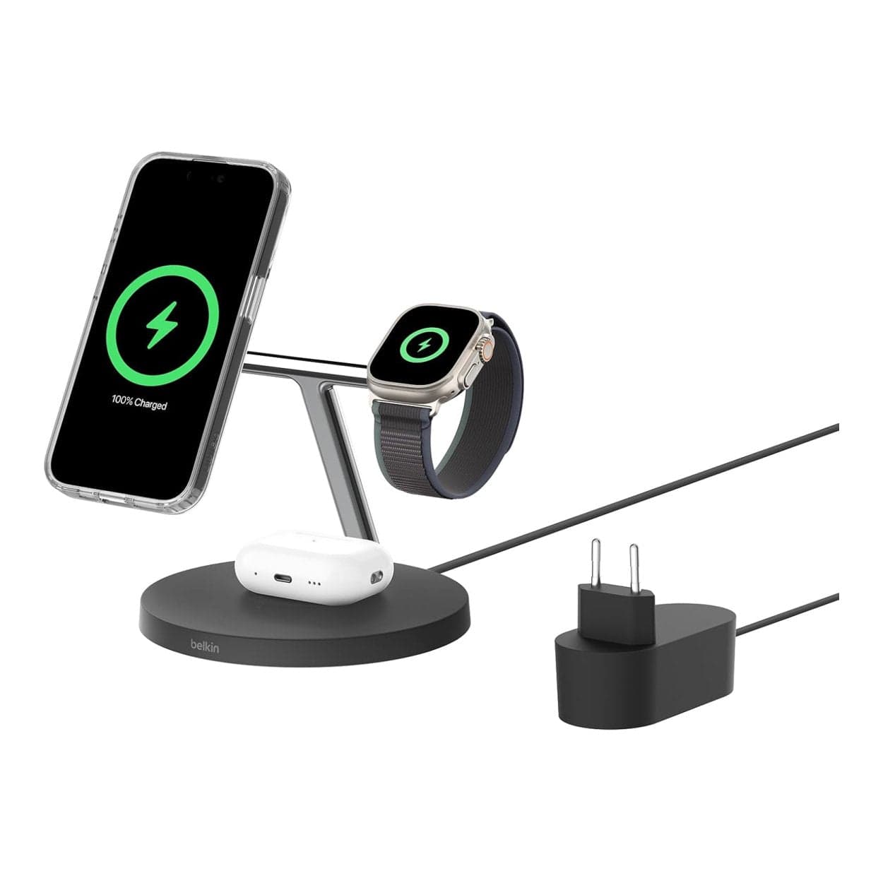 Belkin BoostCharge Pro 3-in-1 Charging Dock with Qi2 MagSafe Charger Black WIZ032KQBK - Image 7