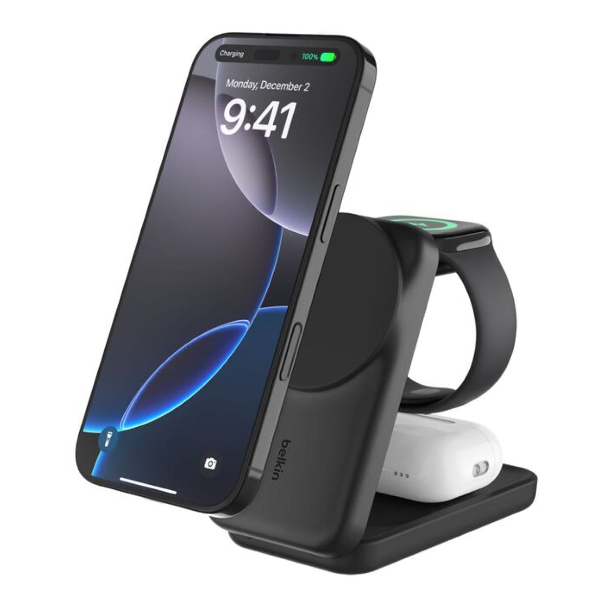 Belkin UltraCharge 25W 3-in-1 Qi2 Square Magnetic Charger Black WIZ036KQBK - Image 2