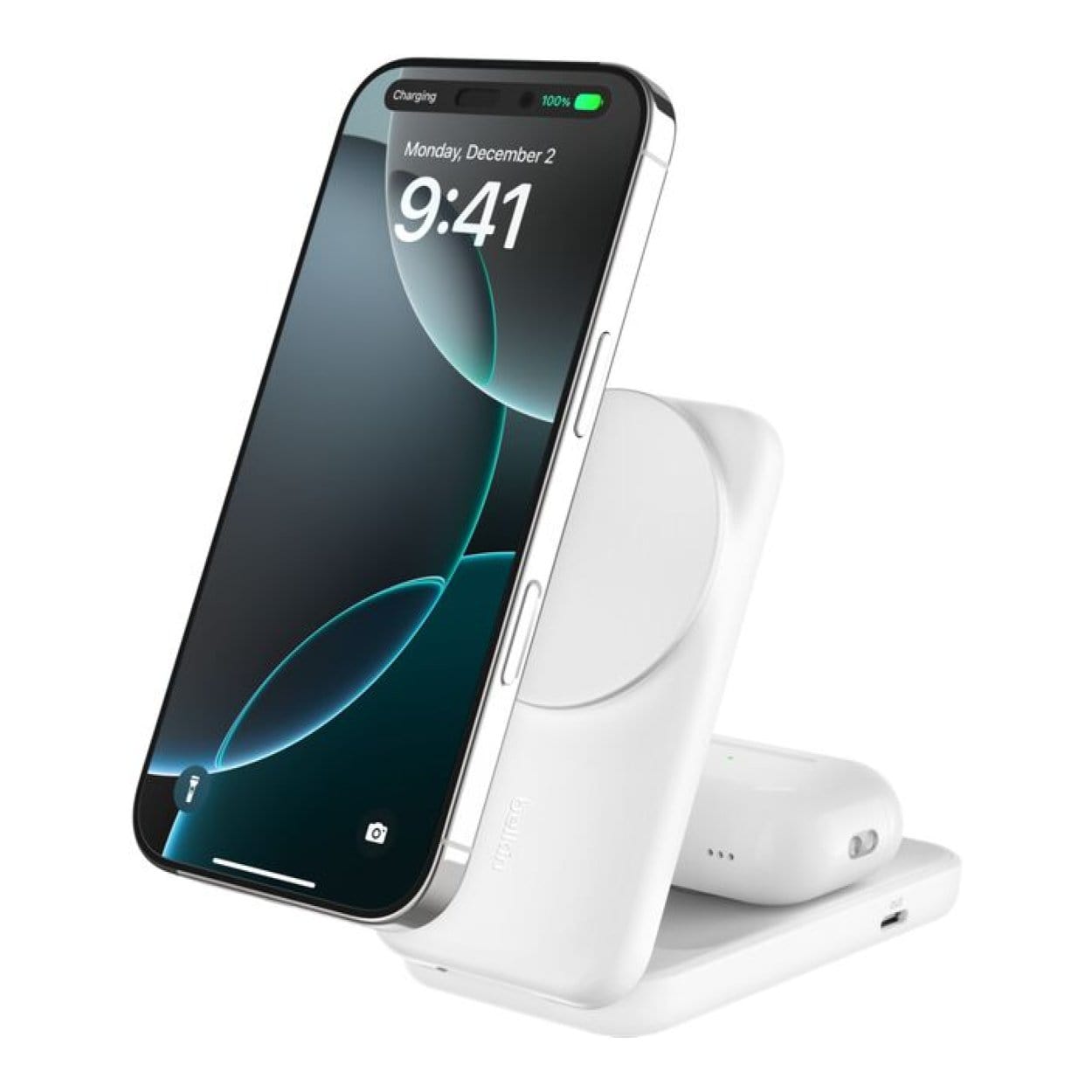 Belkin UltraCharge 25W 2-in-1 Qi2 Square Magnetic Charger White WIZ038KQWH - Image 2