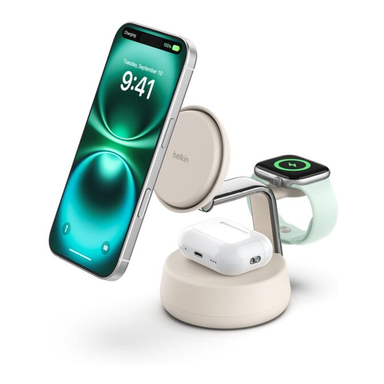 Belkin UltraCharge Pro 25W 3-in-1 Qi2 Magnetic Charger Sand WIZ040KQSD - Image 2